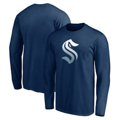 NHL Deep Sea Blue Seattle Kraken Gradient Logo Long Sleeve T-Shirt