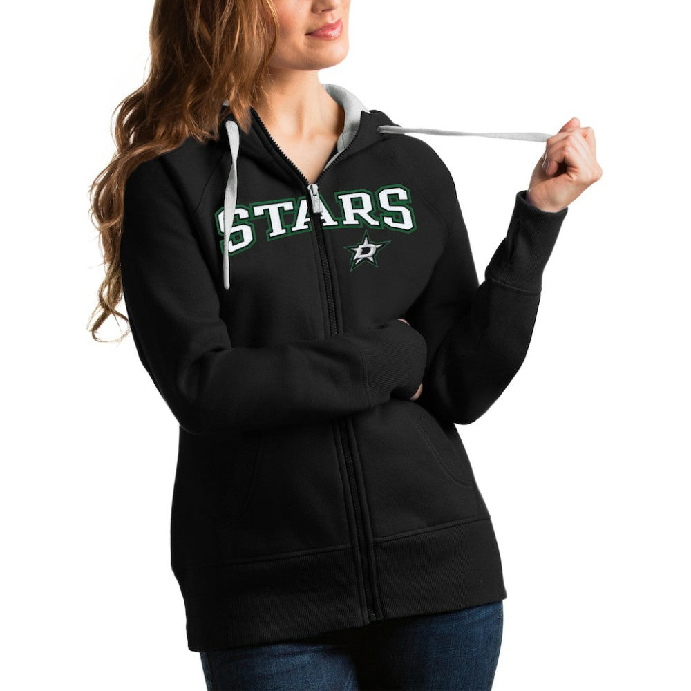NHL Black Dallas Stars Antigua Women's Wordmark Victory Full-Zip Hoodie