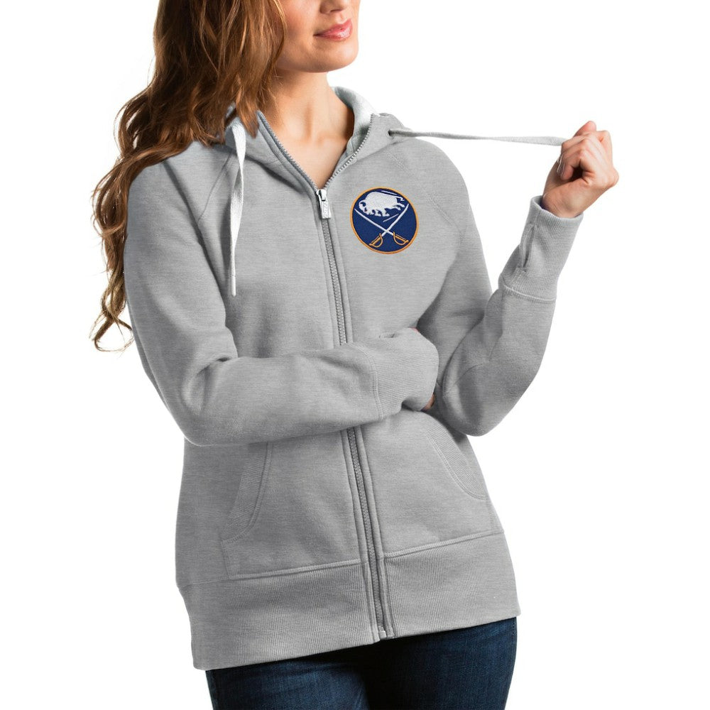 NHL Heathered Gray Buffalo Sabres Antigua Women's Victory Full-Zip Hoodie
