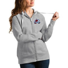 NHL Heathered Gray Colorado Avalanche Antigua Women's Victory Full-Zip Hoodie