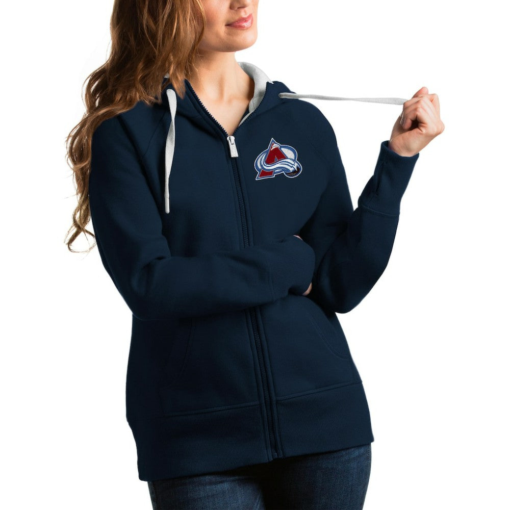 NHL Navy Colorado Avalanche Antigua Women's Team Victory Full-Zip Hoodie