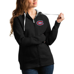 NHL Black Montreal Canadiens Antigua Women's Victory Full-Zip Hoodie