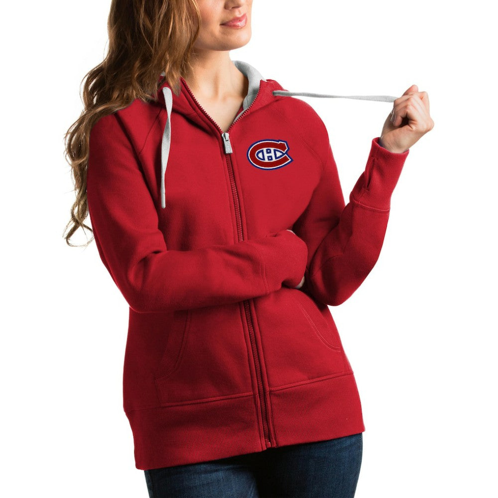 NHL Red Montreal Canadiens Antigua Women's Team Victory Full-Zip Hoodie