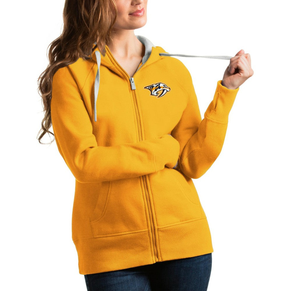 NHL Gold Nashville Predators Antigua Women's Victory Full-Zip Hoodie