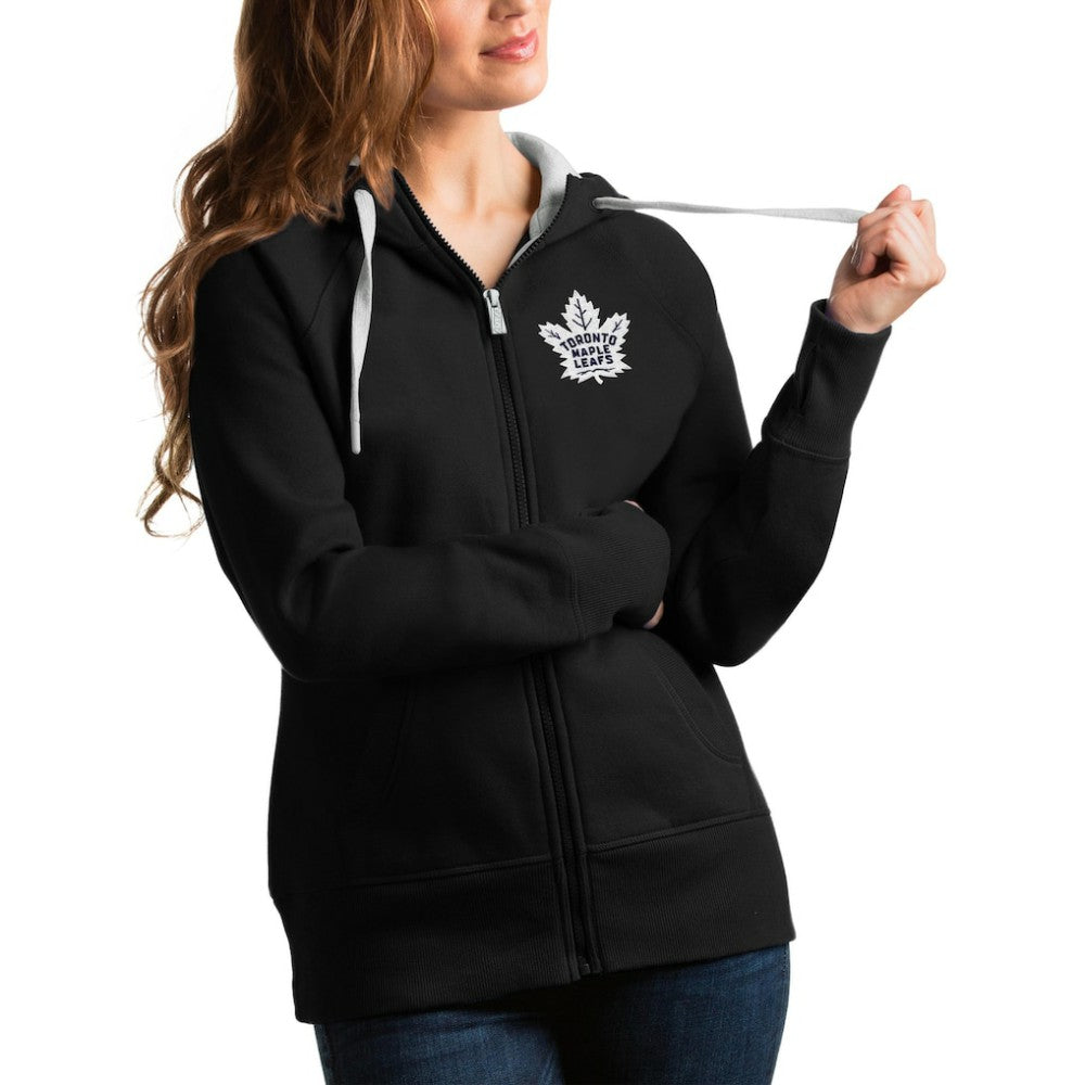 NHL Black Toronto Maple Leafs Antigua Women's Victory Full-Zip Hoodie