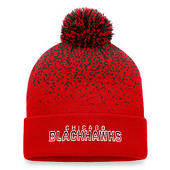 NHL Red Chicago Blackhawks Fanatics Iconic Gradient Cuffed Knit Hat with Pom