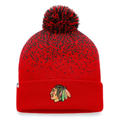 NHL Red Chicago Blackhawks Fanatics Iconic Gradient Cuffed Knit Hat with Pom