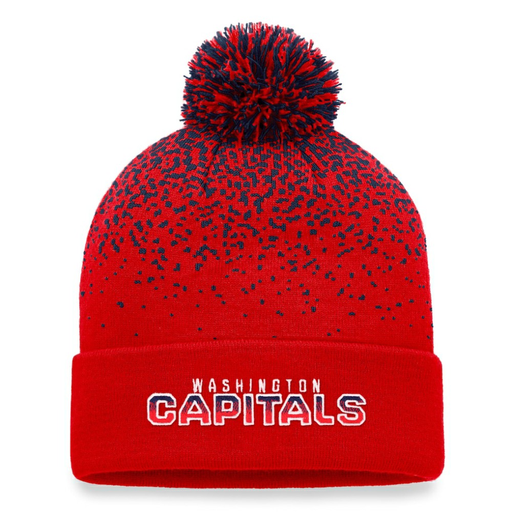 NHL Red Washington Capitals Fanatics Iconic Gradient Cuffed Knit Hat with Pom