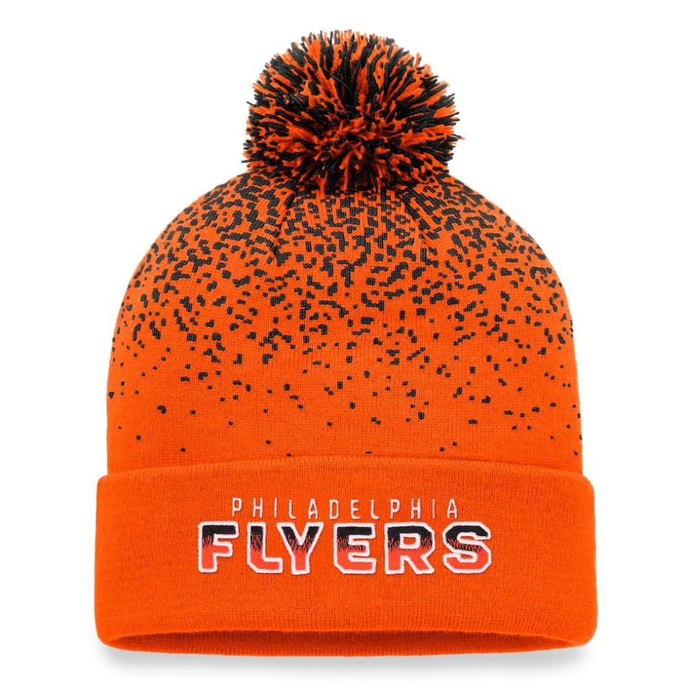 NHL Orange Philadelphia Flyers Fanatics Iconic Gradient Cuffed Knit Hat with Pom