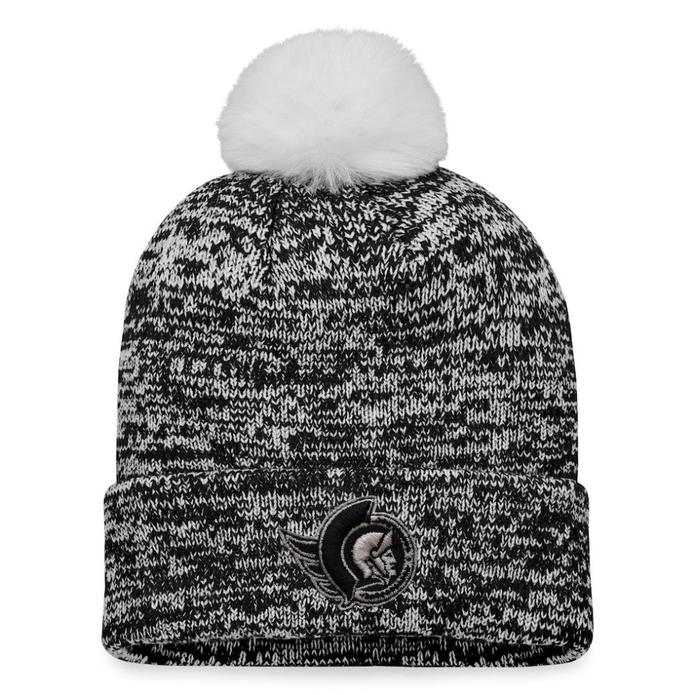NHL Black Ottawa Senators Fanatics Women's Glimmer Cuffed Knit Hat with Pom