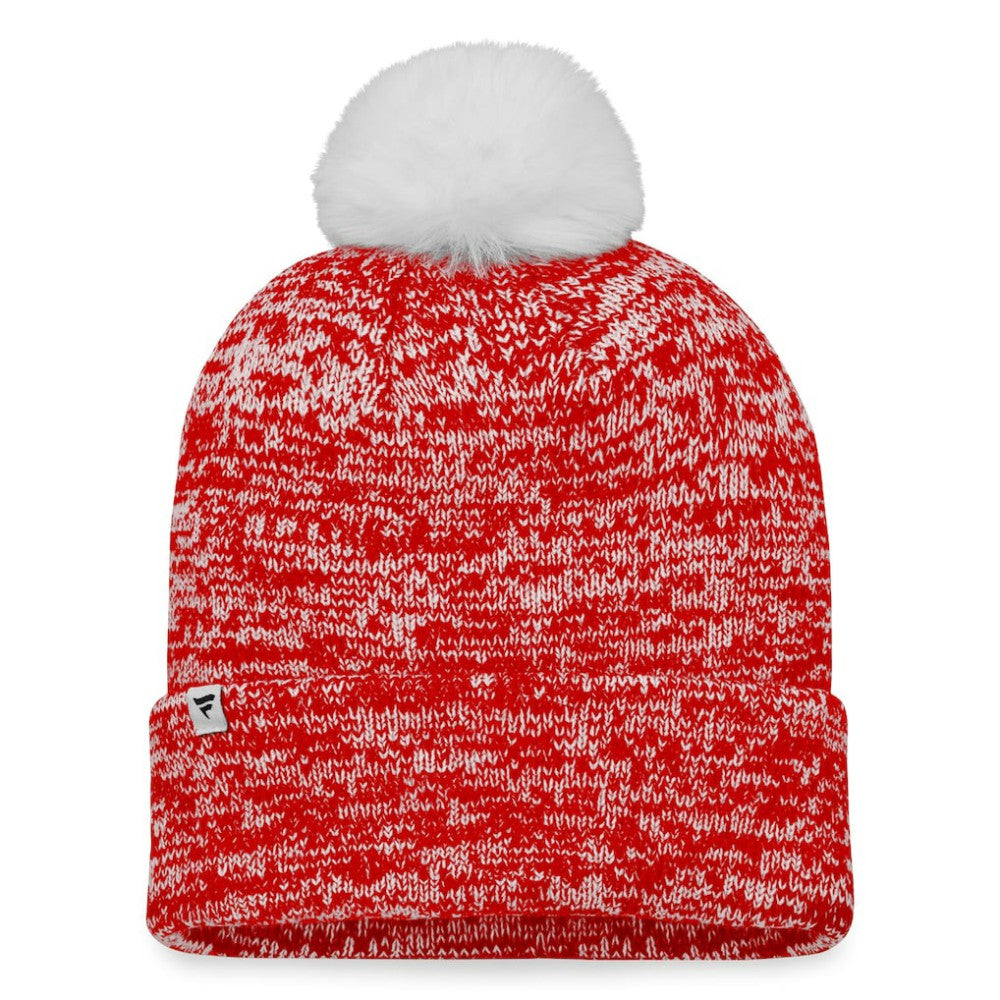 NHL Red Chicago Blackhawks Fanatics Women's Glimmer Cuffed Knit Hat with Pom