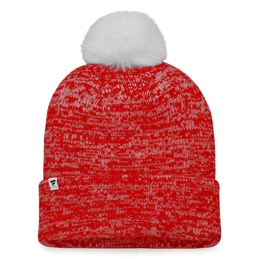 NHL Red Calgary Flames Fanatics Women's Glimmer Cuffed Knit Hat with Pom