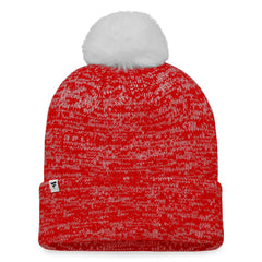 NHL Red Calgary Flames Fanatics Women's Glimmer Cuffed Knit Hat with Pom