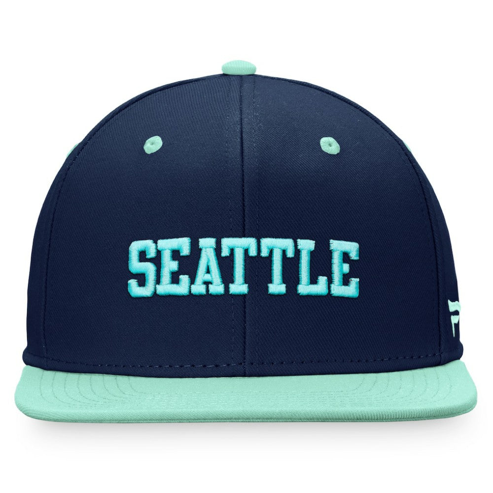 NHL Deep Sea Blue/Light Blue Seattle Kraken Fanatics Heritage City Two-Tone Snapback Hat