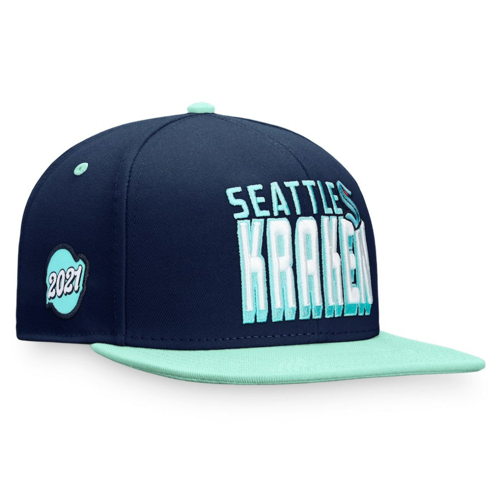 NHL Navy/Blue Seattle Kraken Fanatics Heritage Retro Two-Tone Snapback Hat