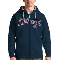 NHL Navy Colorado Avalanche Antigua Wordmark Victory Full-Zip Hoodie