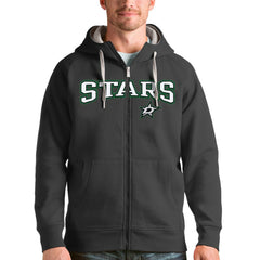 NHL Charcoal Dallas Stars Antigua Wordmark Victory Full-Zip Hoodie