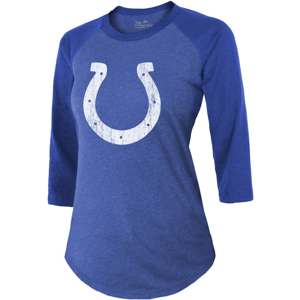 Jonathan Taylor  Majestic Threads Women's Player Name & Number Raglan Tri-Blend 3/4-Sleeve T-Shirt - Indianapolis Colts