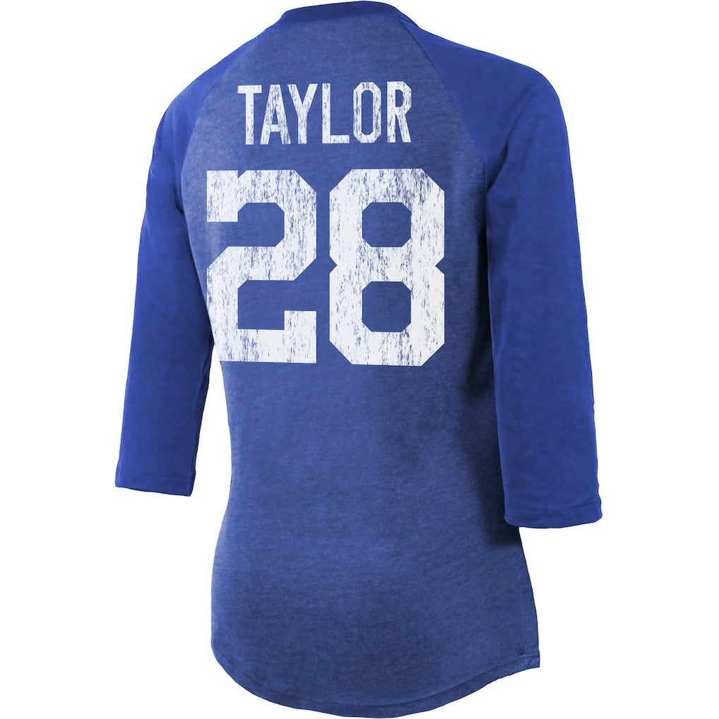 Jonathan Taylor  Majestic Threads Women's Player Name & Number Raglan Tri-Blend 3/4-Sleeve T-Shirt - Indianapolis Colts