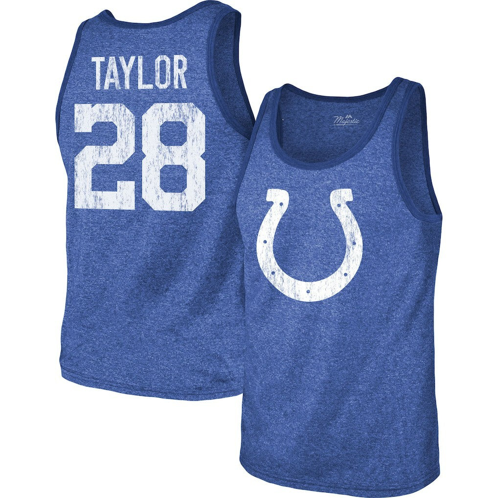 Jonathan Taylor  Majestic Threads Player Name & Number Tri-Blend Tank Top - Indianapolis Colts