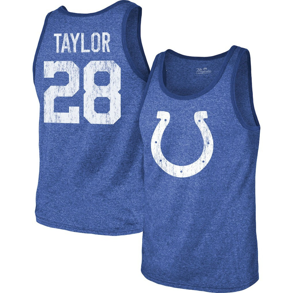 Jonathan Taylor  Majestic Threads Player Name & Number Tri-Blend Tank Top - Indianapolis Colts
