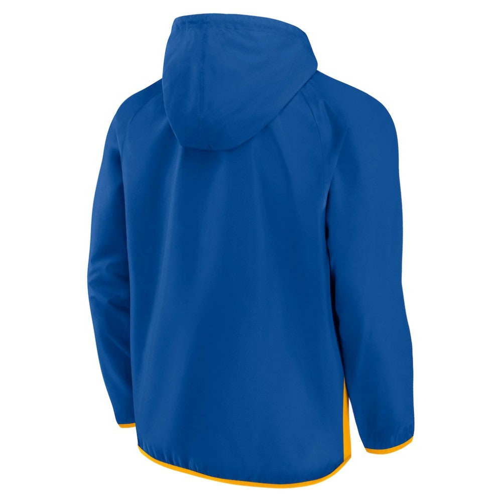 NHL Blue/Gold St. Louis Blues Fanatics Backhand Shooter Defender Anorak Raglan Hoodie Quarter-Zip Jacket