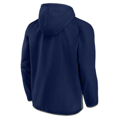 NHL Deep Sea Blue/Gray Seattle Kraken Fanatics Backhand Shooter Defender Anorak Raglan Hoodie Quarter-Zip Jacket