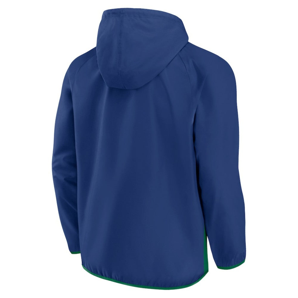 NHL Blue/Green Vancouver Canucks Fanatics Backhand Shooter Defender Anorak Raglan Hoodie Quarter-Zip Jacket