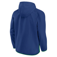 NHL Blue/Green Vancouver Canucks Fanatics Backhand Shooter Defender Anorak Raglan Hoodie Quarter-Zip Jacket