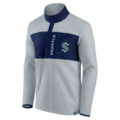 NHL Gray/Navy Seattle Kraken Fanatics Hockey Polar Fleece Quarter-Snap Jacket