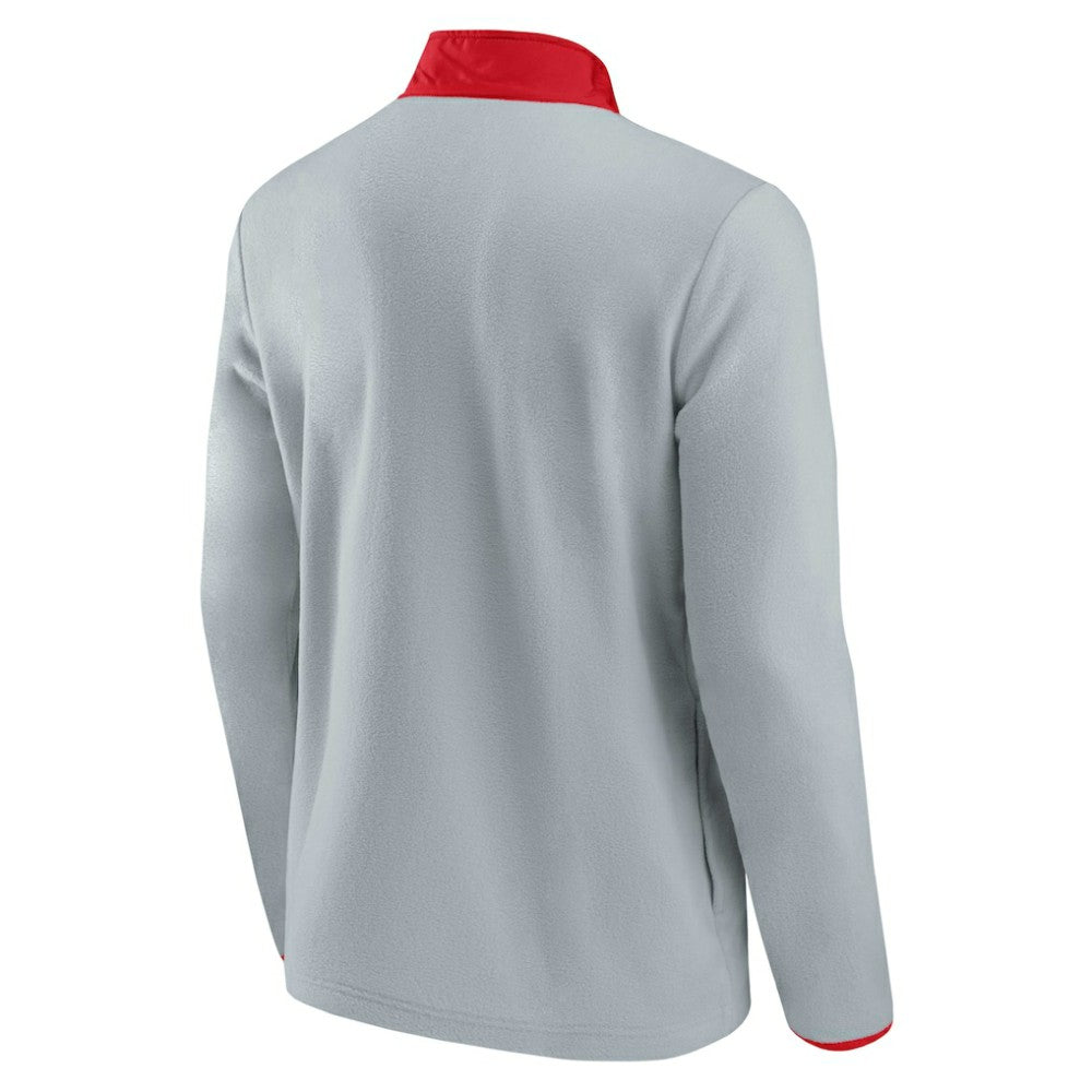 NHL Gray/Red Chicago Blackhawks Fanatics Hockey Polar Fleece Quarter-Snap Jacket