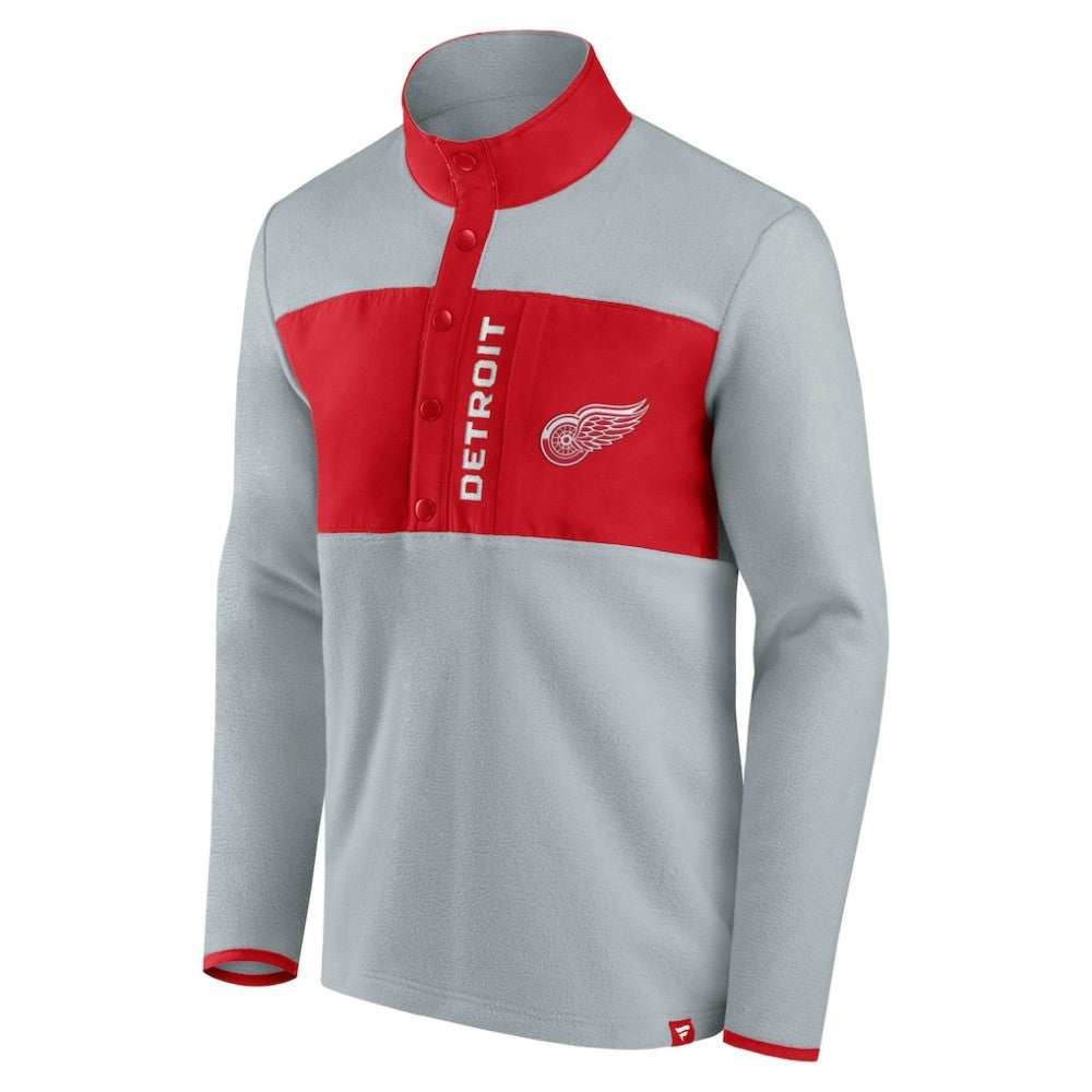 NHL Gray/Red Detroit Red Wings Fanatics Hockey Polar Fleece Quarter-Snap Jacket