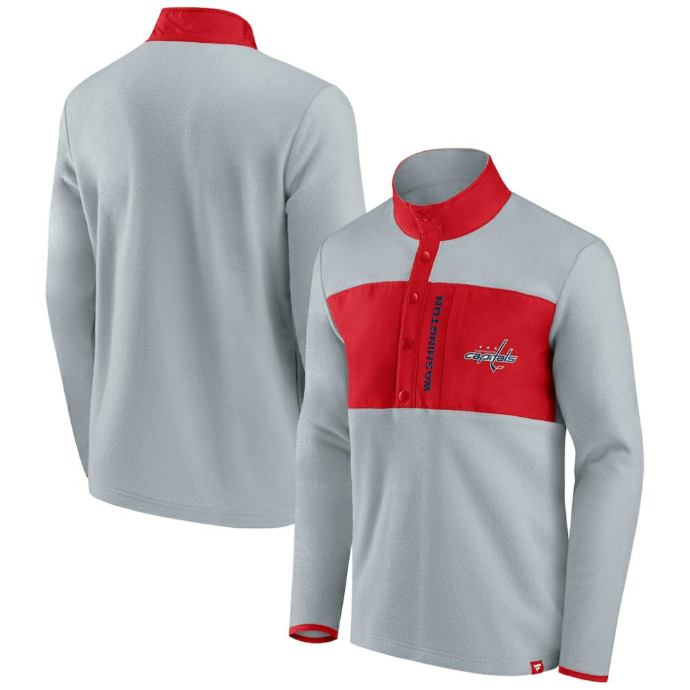 NHL Gray/Red Washington Capitals Fanatics Hockey Polar Fleece Quarter-Snap Jacket