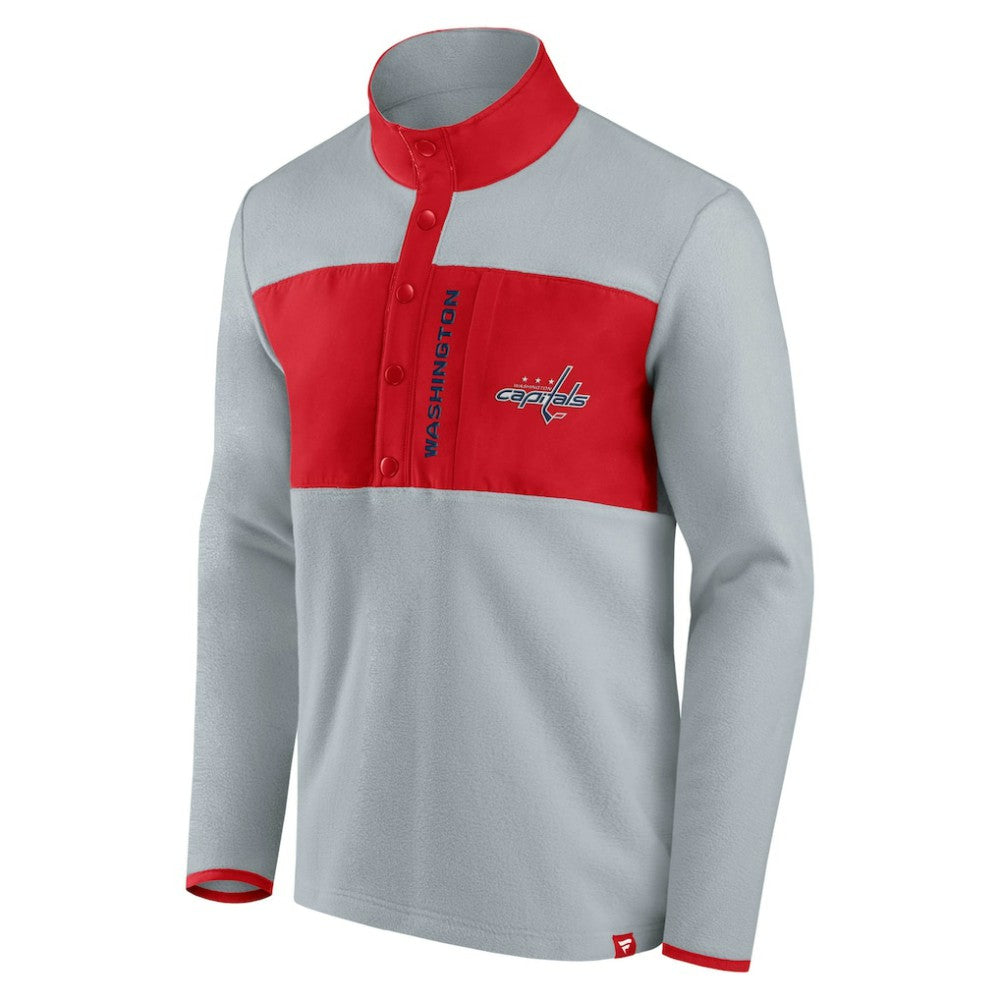 NHL Gray/Red Washington Capitals Fanatics Hockey Polar Fleece Quarter-Snap Jacket