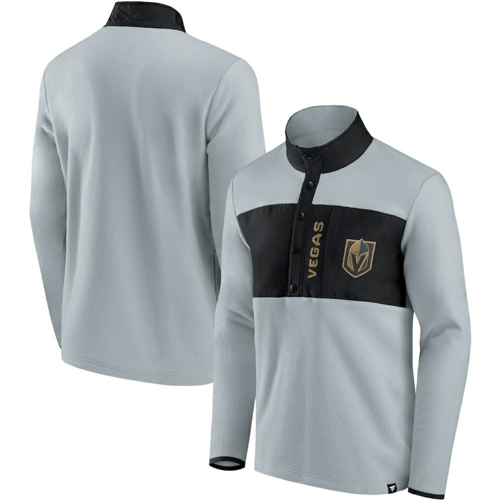 NHL Gray/Black Vegas Golden Knights Fanatics Hockey Polar Fleece Quarter-Snap Jacket