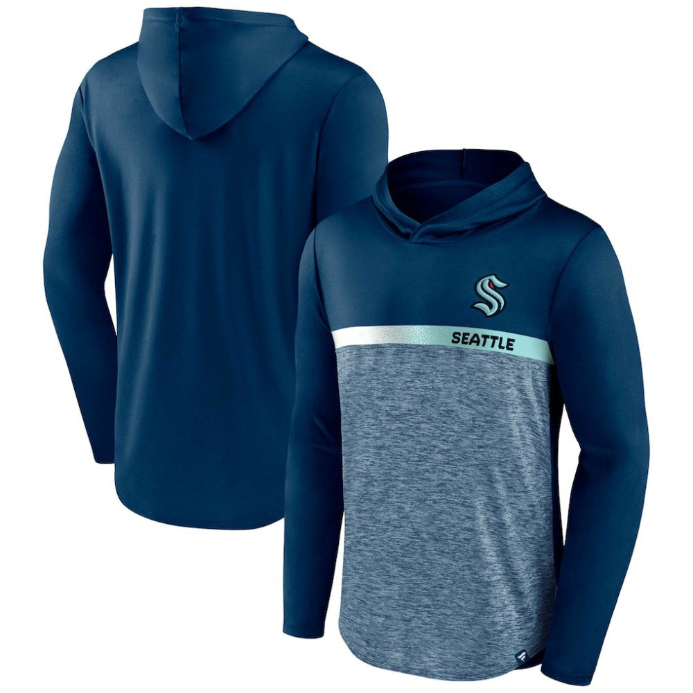 NHL Deep Sea Blue Seattle Kraken Fanatics Podium Defender Pullover Hoodie