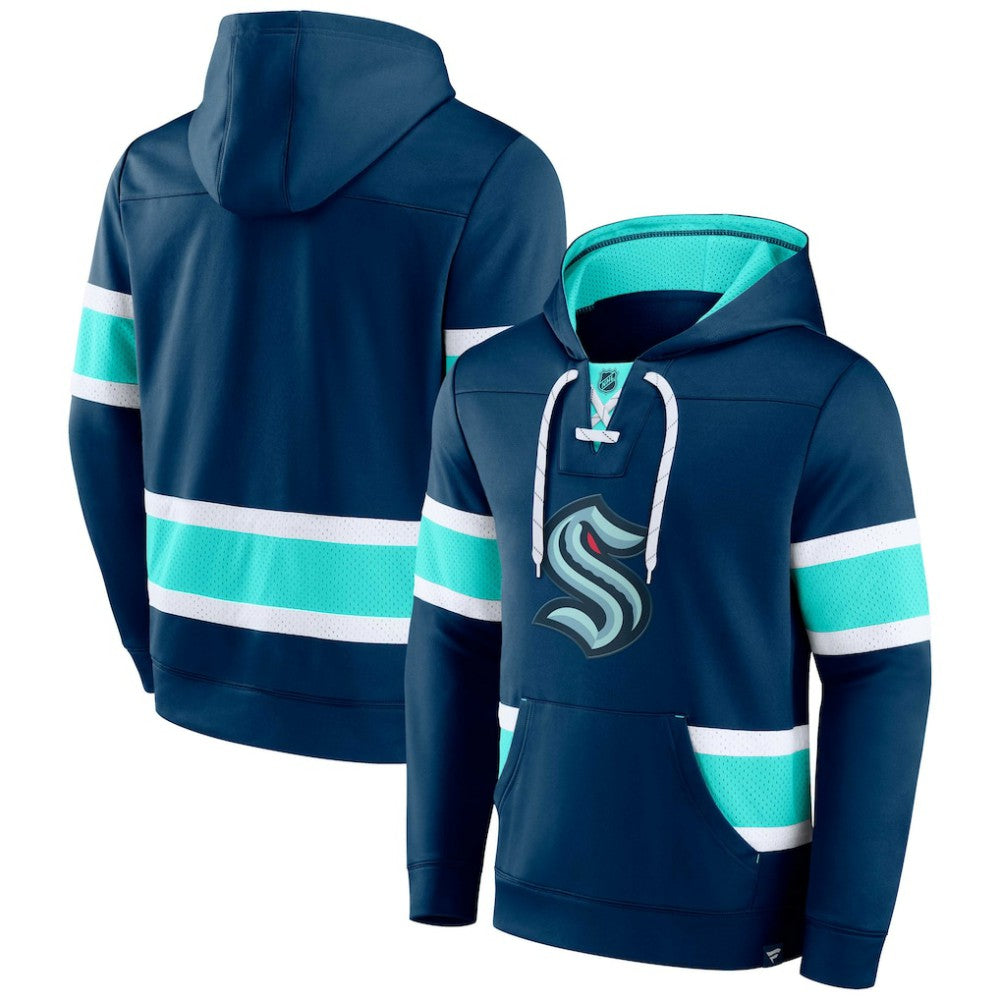 NHL Deep Sea Blue Seattle Kraken Fanatics Powerplay Warrior Pullover Hoodie
