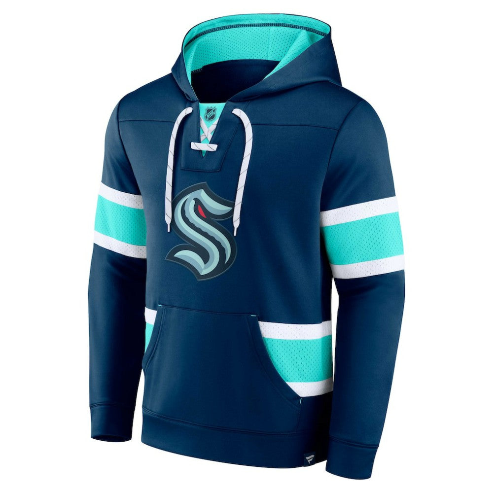 NHL Deep Sea Blue Seattle Kraken Fanatics Powerplay Warrior Pullover Hoodie