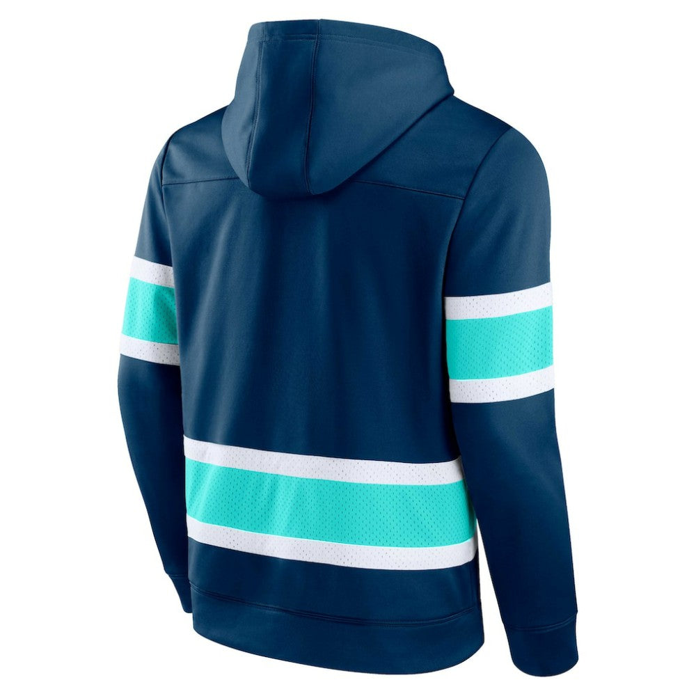 NHL Deep Sea Blue Seattle Kraken Fanatics Powerplay Warrior Pullover Hoodie