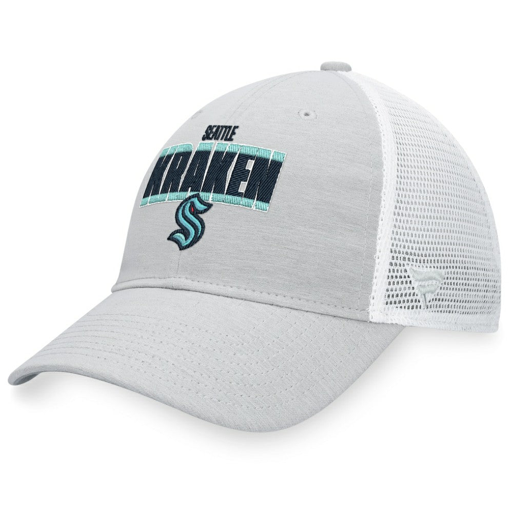 NHL Heather Gray/White Seattle Kraken Fanatics Team Trucker Snapback Hat