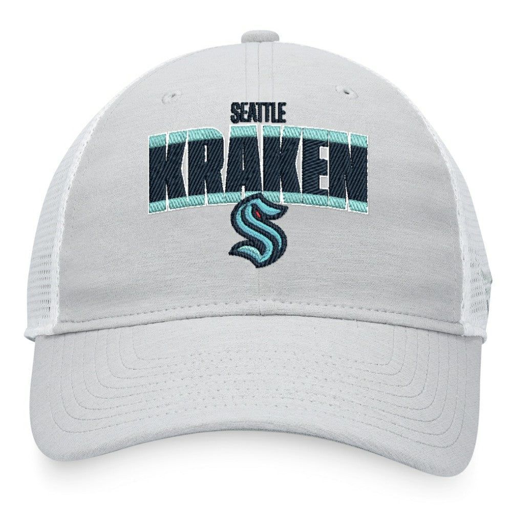 NHL Heather Gray/White Seattle Kraken Fanatics Team Trucker Snapback Hat
