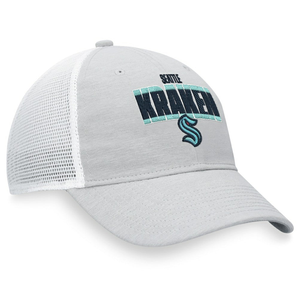 NHL Heather Gray/White Seattle Kraken Fanatics Team Trucker Snapback Hat