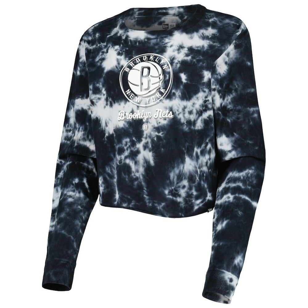 NBA Brooklyn Nets Women's Tie Dye Cropped Long Sleeve T-Shirt