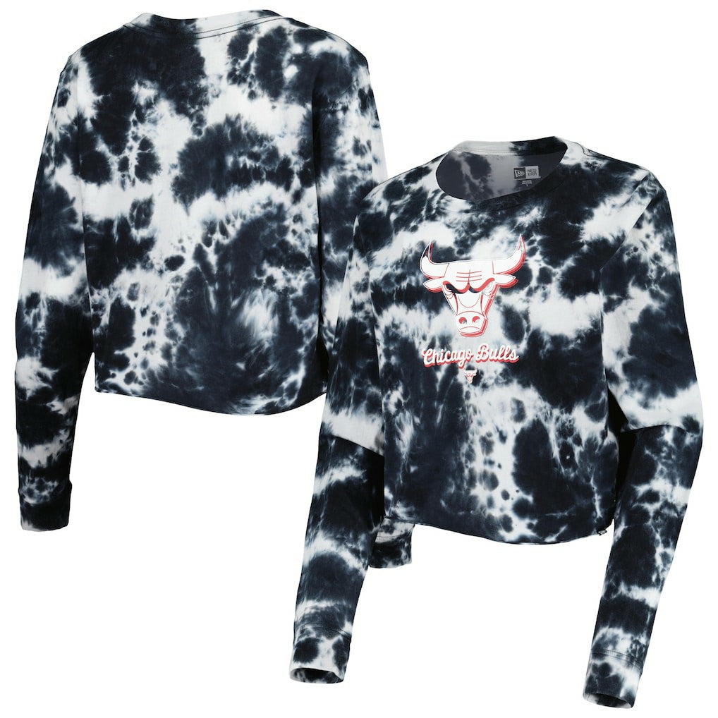 NBA Chicago Bulls Women's Tie Dye Cropped Long Sleeve T-Shirt sale