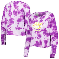NBA Los Angeles Lakers Women's Tie Dye Cropped Long Sleeve T-Shirt