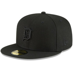 MLB Detroit Tigers New Era Black on Black 59FIFTY Fitted Hat