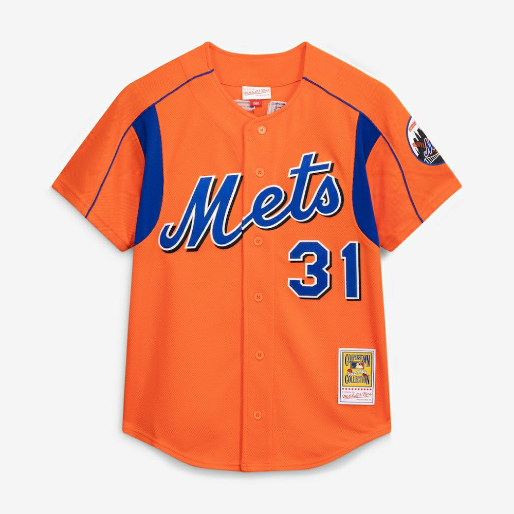 MLB Mike Piazza New York Mets Mitchell & Ness Cooperstown Collection Mesh Batting Practice Button-Up Jersey