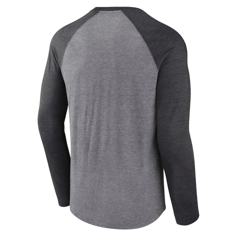 NHL Heather Gray Calgary Flames Fanatics Special Edition Long Sleeve Tri-Blend Raglan T-Shirt