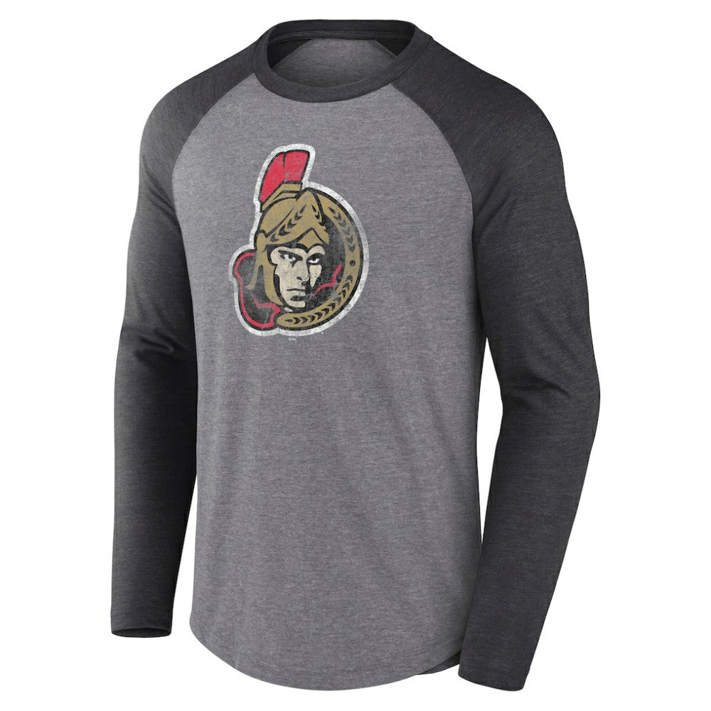 NHL Heather Gray Ottawa Senators Fanatics Special Edition Long Sleeve Tri-Blend Raglan T-Shirt