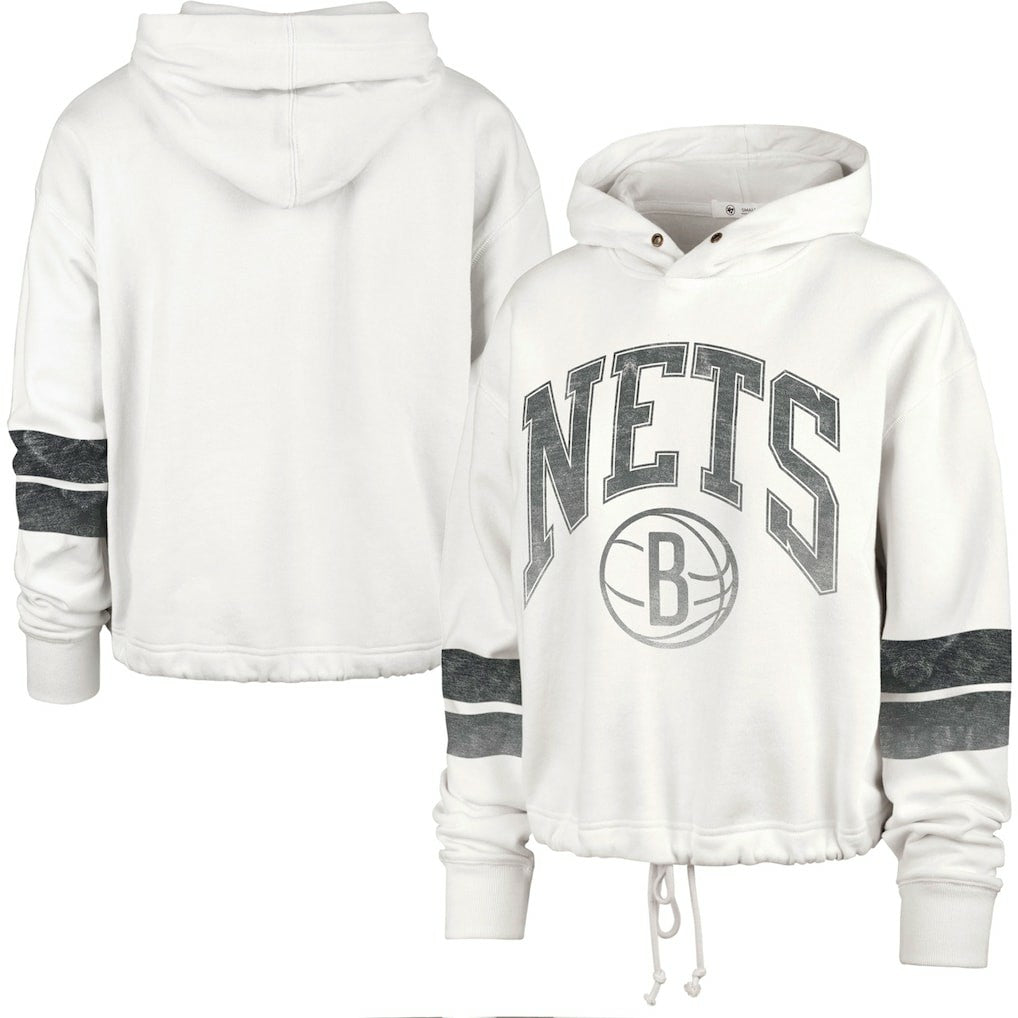 NBA Brooklyn Nets '47 Women's Emerson Stripe Cropped Pullover Hoodie